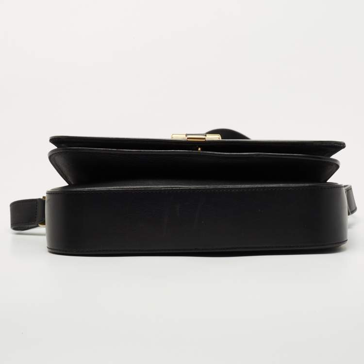 Pre Owned Yves Saint Laurent Black Leather Y-Ligne Flap Shoulder Bag