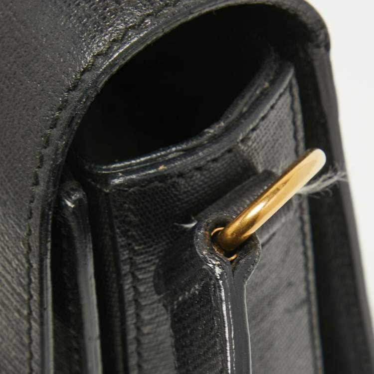 Pre Owned Yves Saint Laurent Black Leather Large Chyc Flap Shoulder Bag