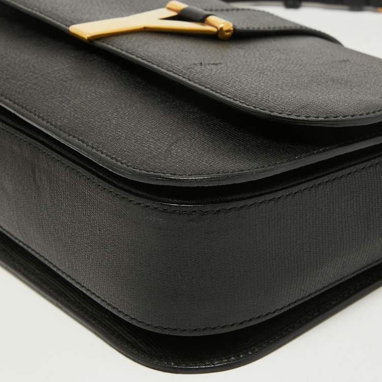 Pre Owned Yves Saint Laurent Black Leather Large Chyc Flap Shoulder Bag