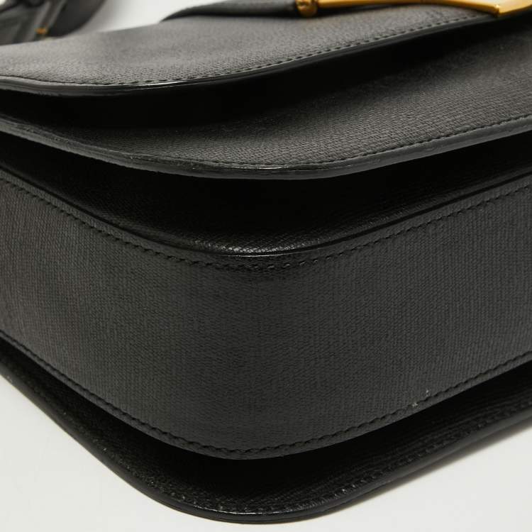 Pre Owned Yves Saint Laurent Black Leather Large Chyc Flap Shoulder Bag