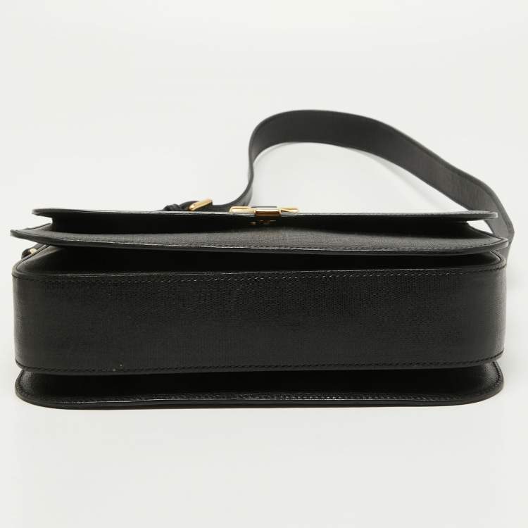 Pre Owned Yves Saint Laurent Black Leather Large Chyc Flap Shoulder Bag