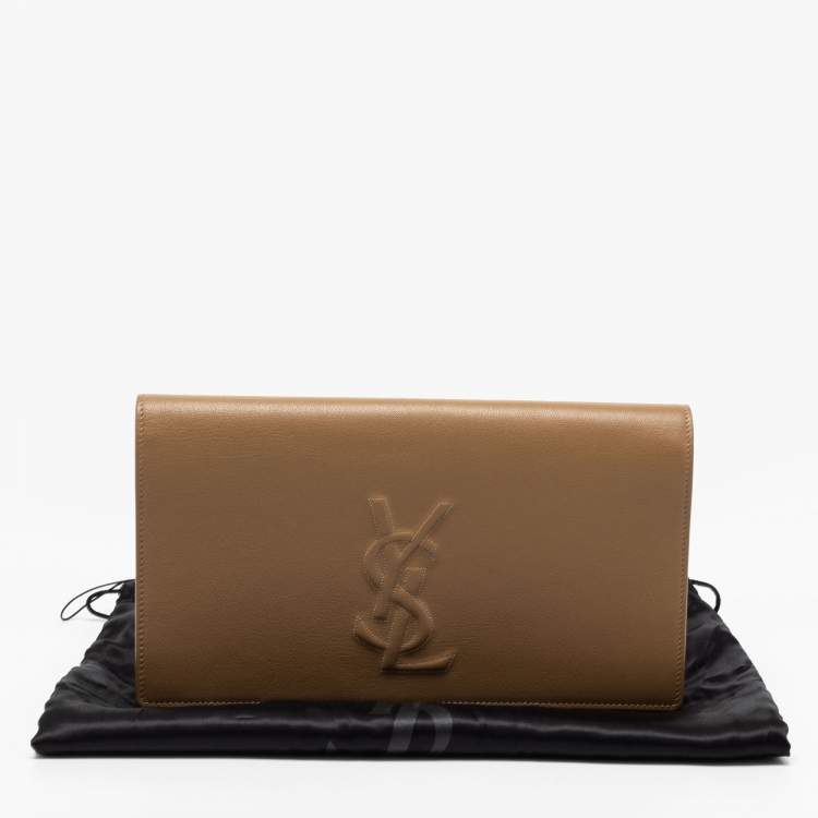 Pre Owned Yves Saint Laurent Beige Leather Belle De Jour Flap Clutch