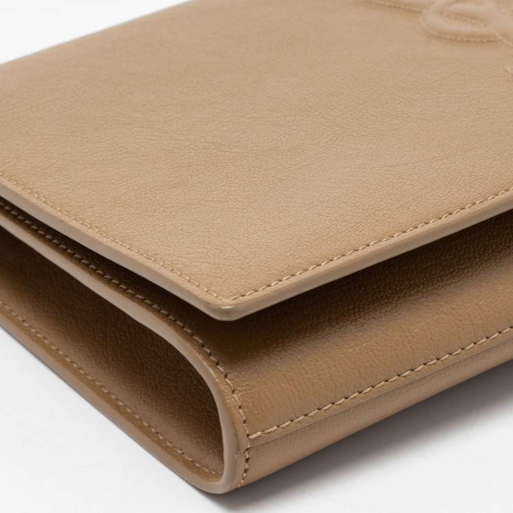 Pre Owned Yves Saint Laurent Beige Leather Belle De Jour Flap Clutch
