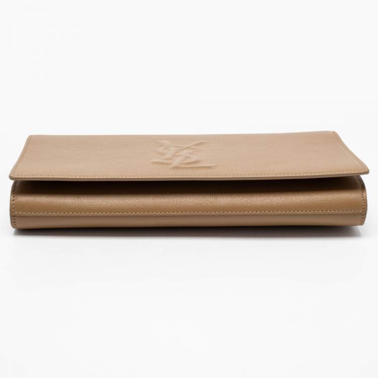 Pre Owned Yves Saint Laurent Beige Leather Belle De Jour Flap Clutch
