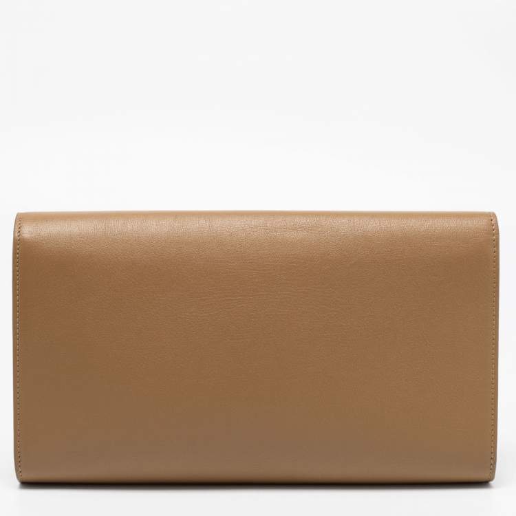 Pre Owned Yves Saint Laurent Beige Leather Belle De Jour Flap Clutch
