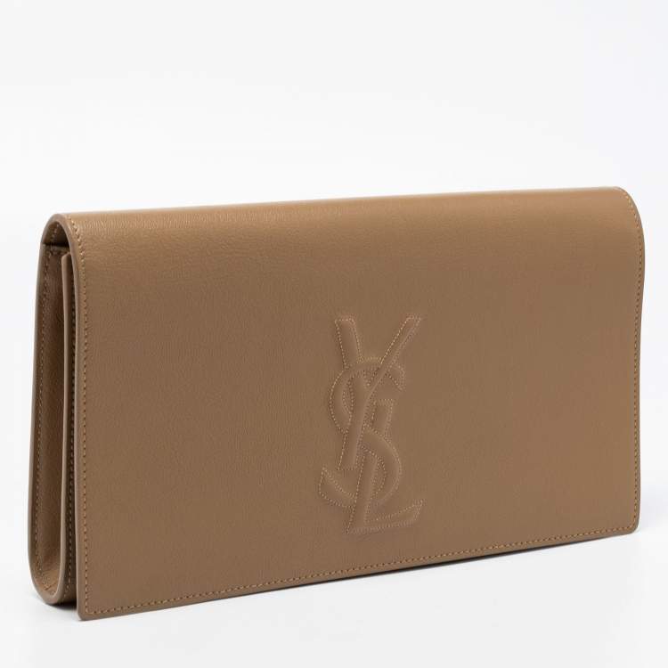 Pre Owned Yves Saint Laurent Beige Leather Belle De Jour Flap Clutch