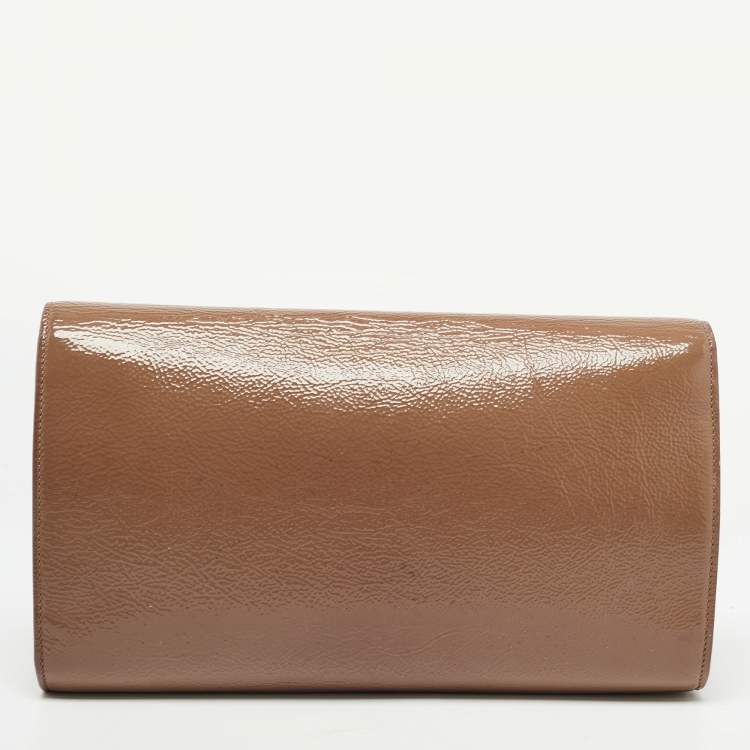 Pre Owned Yves Saint Laurent Brown Patent Leather Belle De Jour Clutch