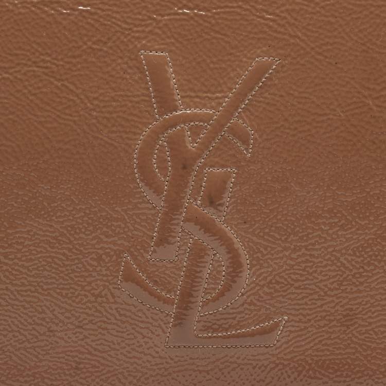 Pre Owned Yves Saint Laurent Brown Patent Leather Belle De Jour Clutch