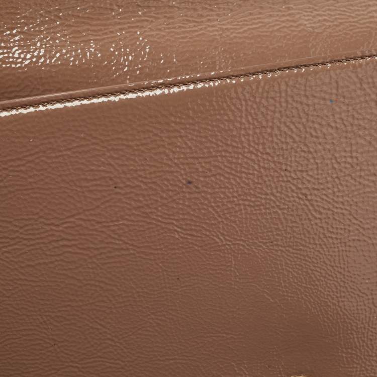 Pre Owned Yves Saint Laurent Brown Patent Leather Belle De Jour Clutch
