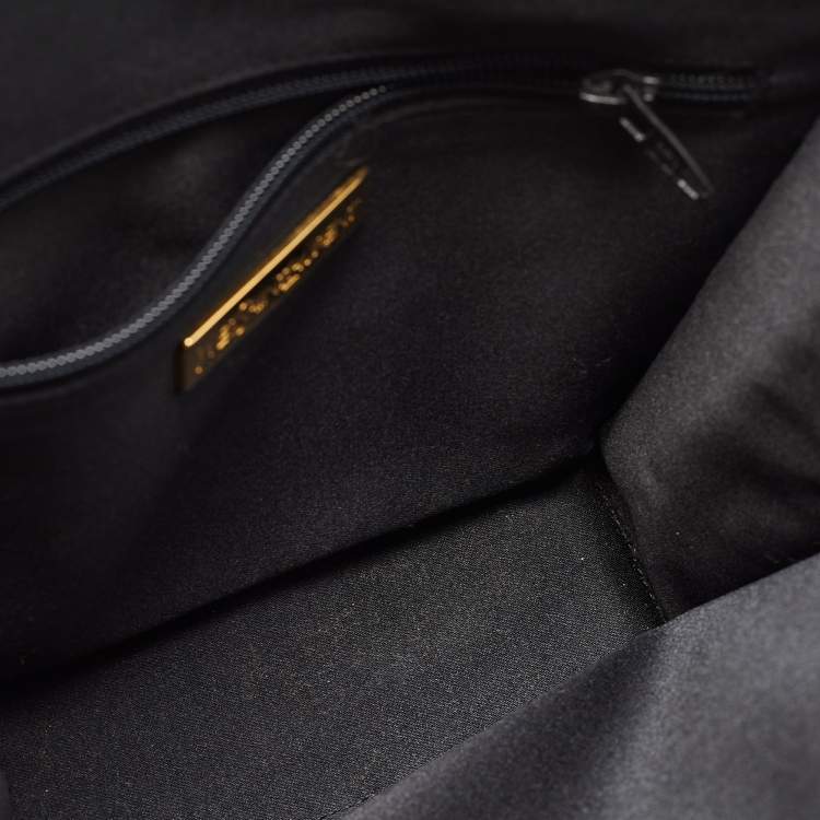 Pre Owned Yves Saint Laurent Black Satin Heart Crossbody Bag