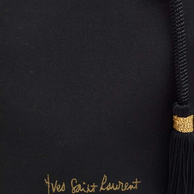Pre Owned Yves Saint Laurent Black Satin Heart Crossbody Bag