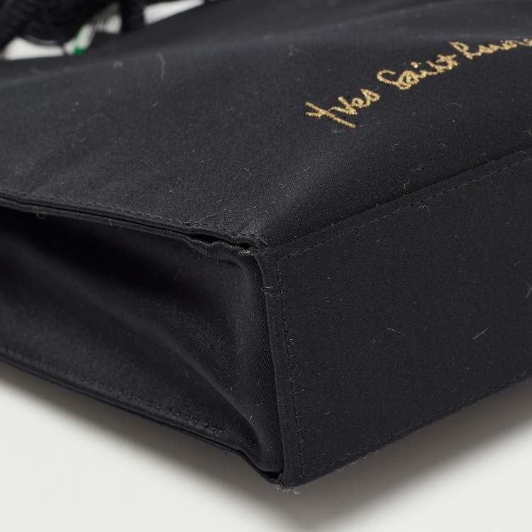 Pre Owned Yves Saint Laurent Black Satin Heart Crossbody Bag