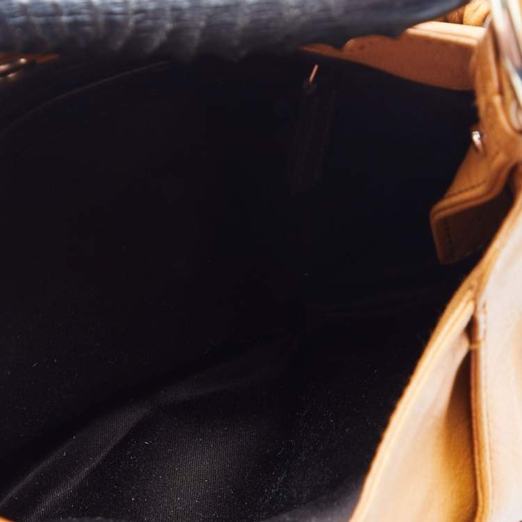 Pre Owned Yves Saint Laurent Dark Beige Leather Horn Mala Mala Bag