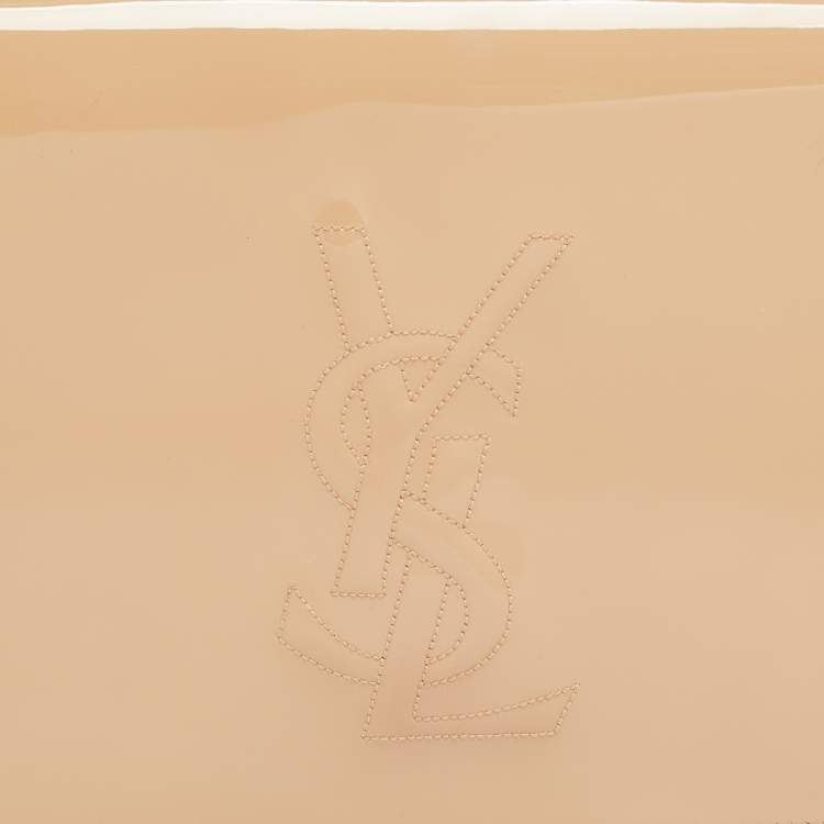 Pre Owned Yves Saint Laurent Beige Patent Leather Belle De Jour Flap Clutch