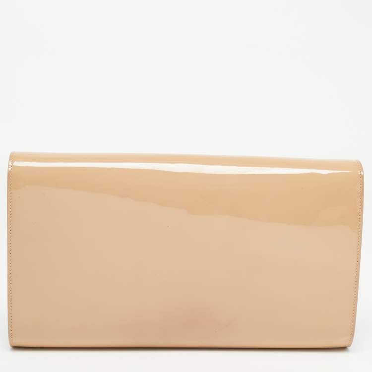 Pre Owned Yves Saint Laurent Beige Patent Leather Belle De Jour Flap Clutch