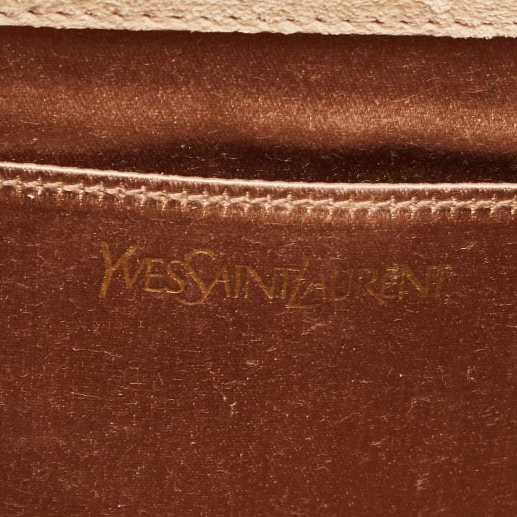 Pre Owned Yves Saint Laurent Beige Patent Leather Belle De Jour Flap Clutch
