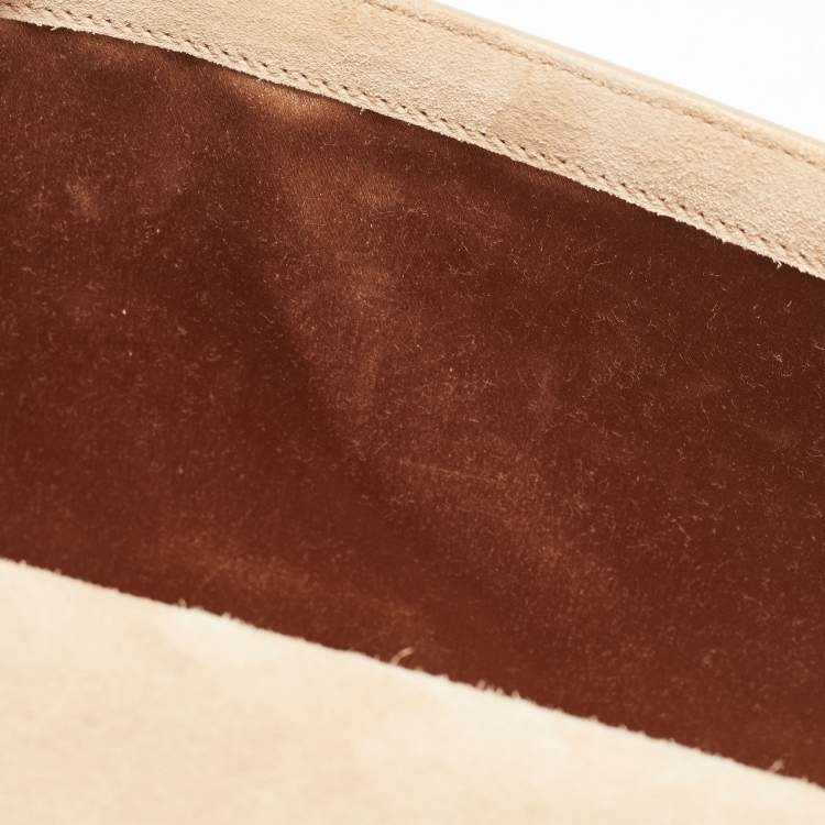 Pre Owned Yves Saint Laurent Beige Patent Leather Belle De Jour Flap Clutch