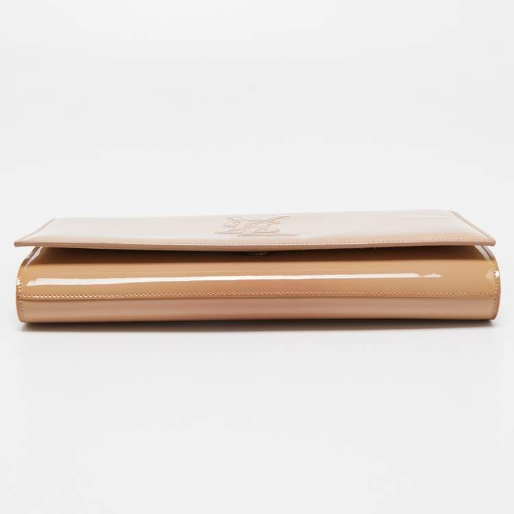 Pre Owned Yves Saint Laurent Beige Patent Leather Belle De Jour Flap Clutch