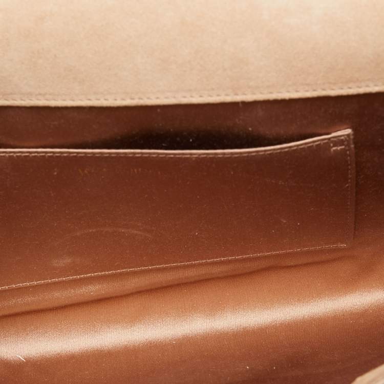 Pre Owned Yves Saint Laurent Beige Patent Leather Belle De Jour Flap Clutch