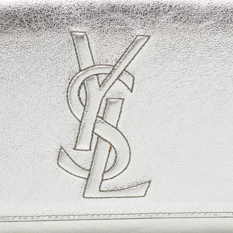 Pre Owned Yves Saint Laurent Silver Leather Belle De Jour Clutch