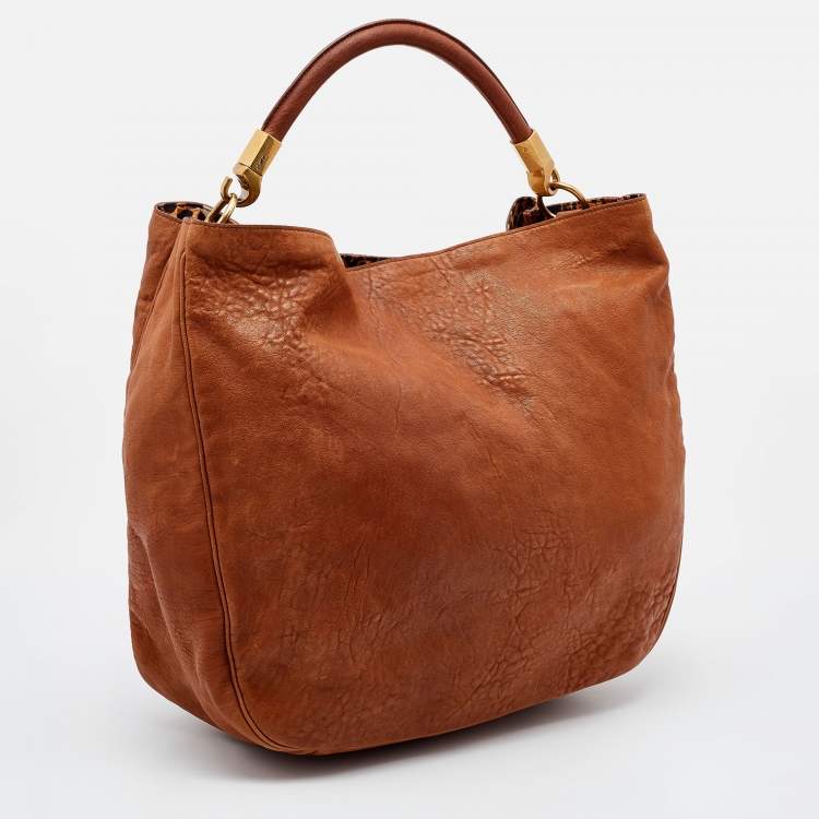 Pre Owned Yves Saint Laurent Tan Leather Roady Hobo