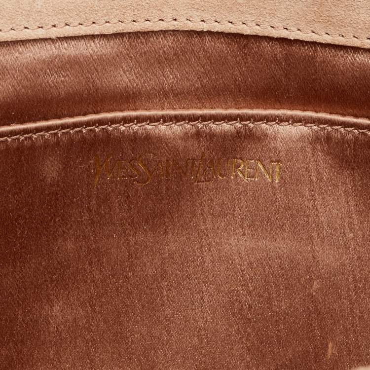 Pre Owned Yves Saint Laurent Beige Patent Leather Belle De Jour Flap Clutch