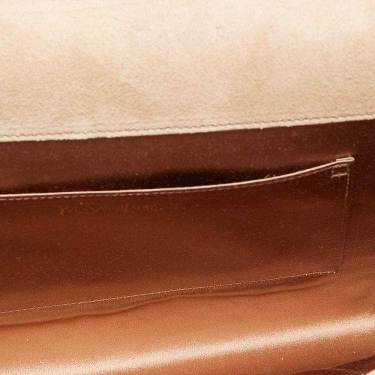 Pre Owned Yves Saint Laurent Beige Patent Leather Belle De Jour Flap Clutch