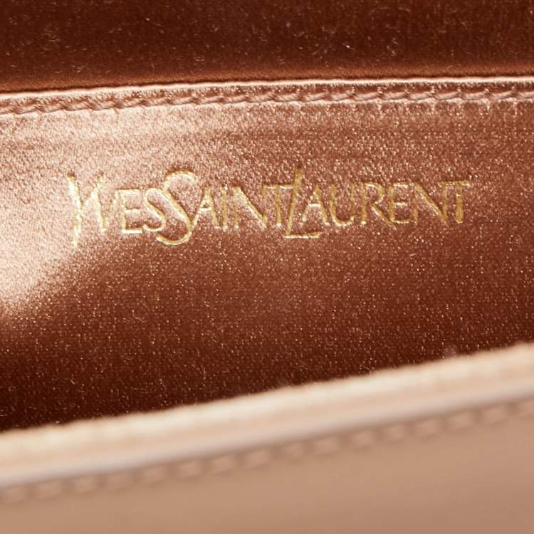 Pre Owned Yves Saint Laurent Beige Patent Leather Belle De Jour Flap Clutch