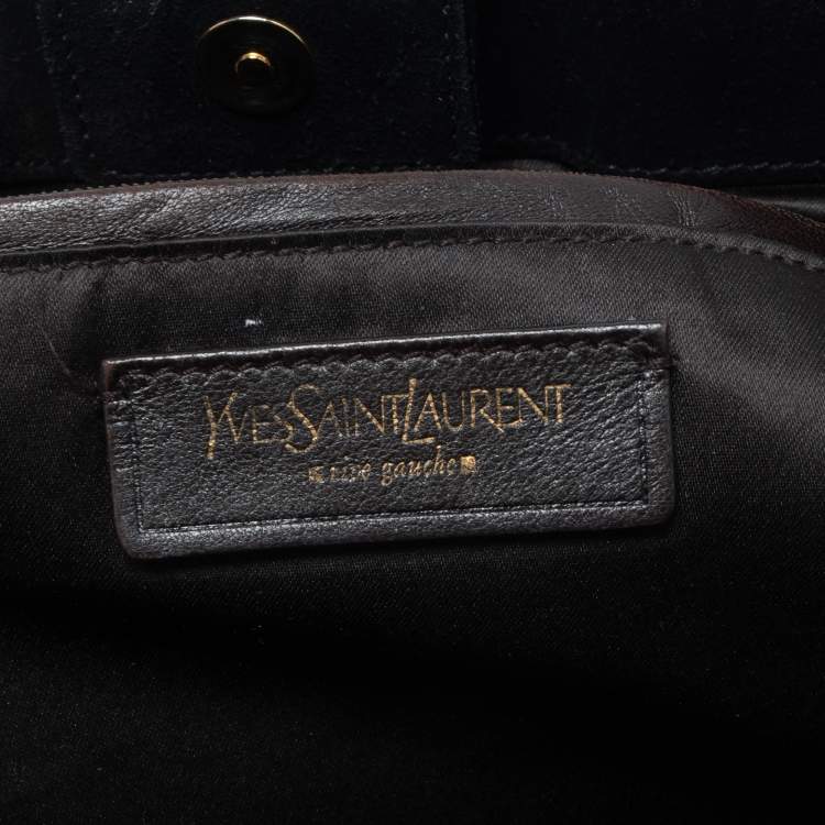 Pre Owned Yves Saint Laurent Brown Suede Eyelet Embellished Tote