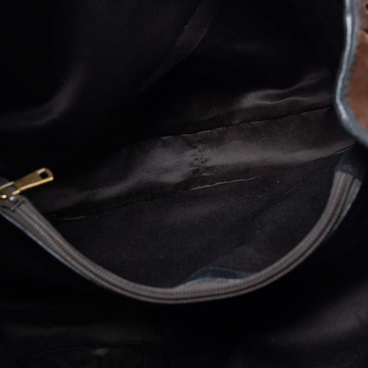 Pre Owned Yves Saint Laurent Brown Suede Eyelet Embellished Tote