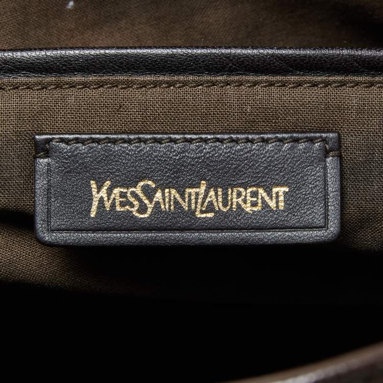 Pre Owned Yves Saint Laurent Dark Brown Leather Large Y Cabas Chyc Tote