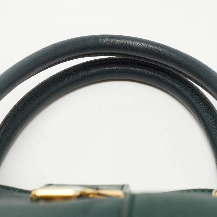 Pre Owned Yves Saint Laurent Dark Green Leather Large Cabas Chyc Satchel