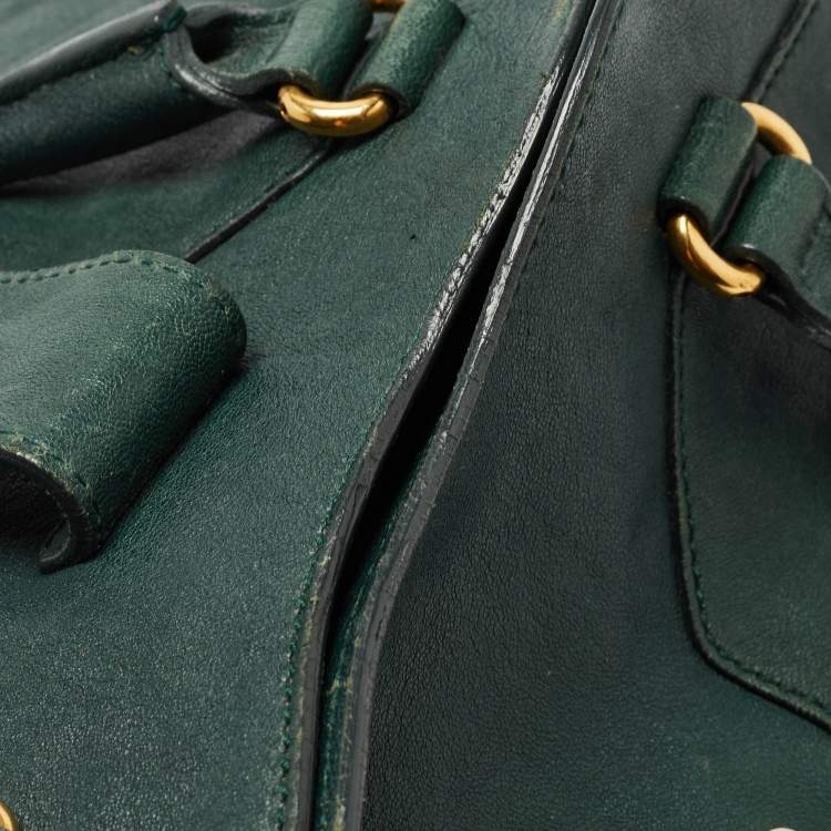 Pre Owned Yves Saint Laurent Dark Green Leather Large Cabas Chyc Satchel