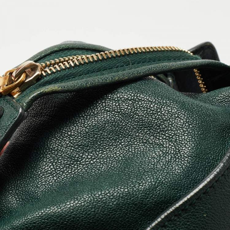 Pre Owned Yves Saint Laurent Dark Green Leather Large Cabas Chyc Satchel