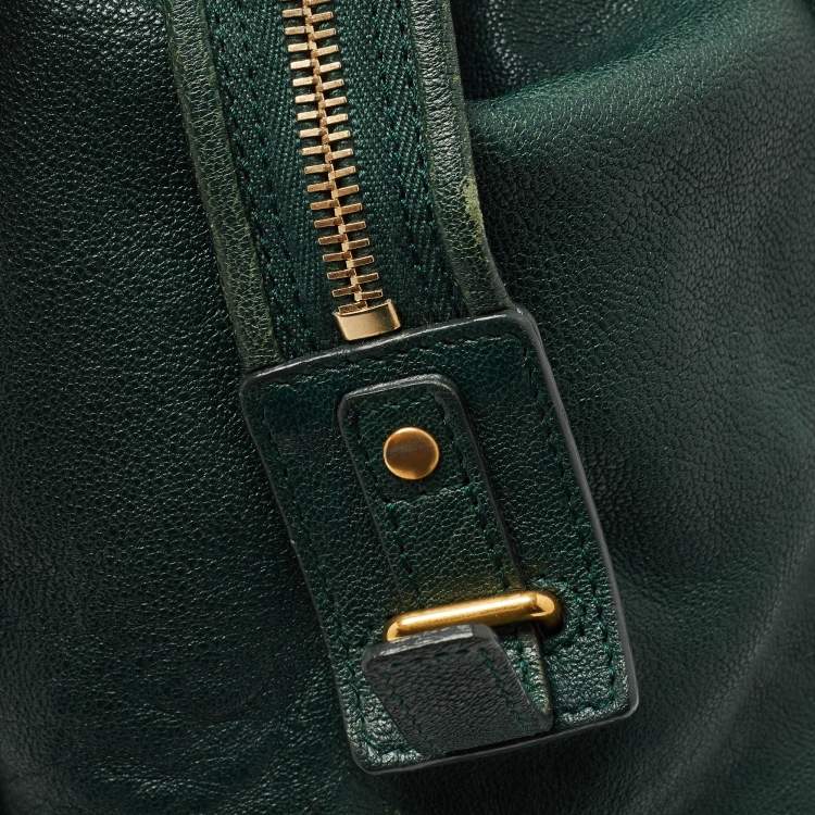 Pre Owned Yves Saint Laurent Dark Green Leather Large Cabas Chyc Satchel