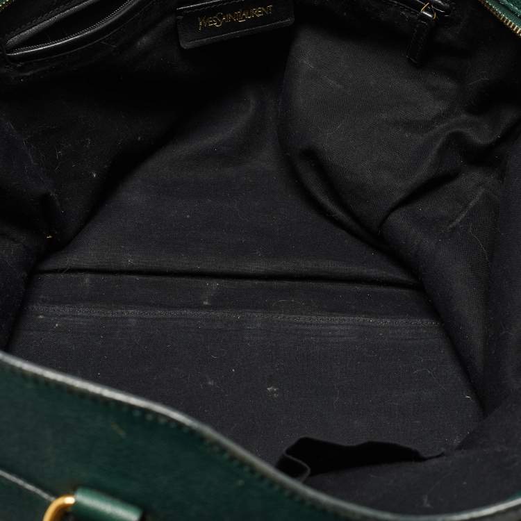 Pre Owned Yves Saint Laurent Dark Green Leather Large Cabas Chyc Satchel