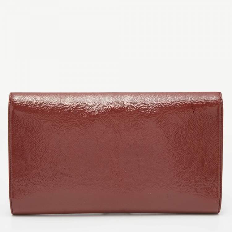 Pre Owned Yves Saint Laurent Old Rose Patent Leather Belle De Jour Flap Clutch