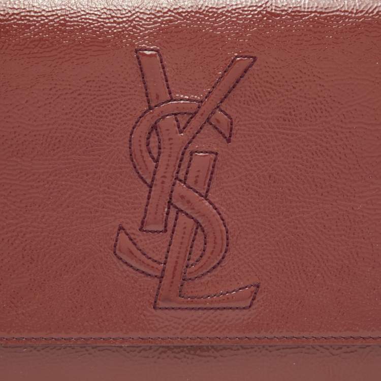 Pre Owned Yves Saint Laurent Old Rose Patent Leather Belle De Jour Flap Clutch