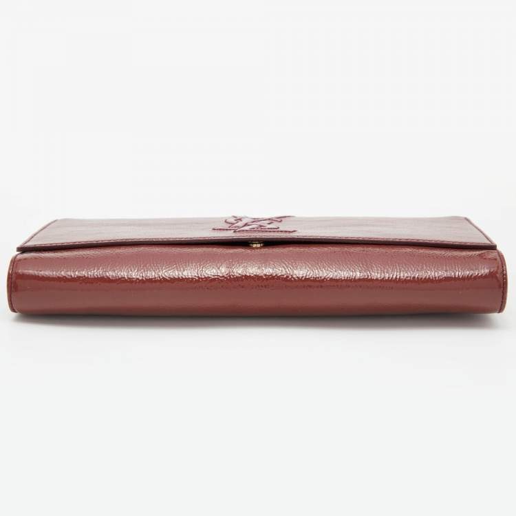 Pre Owned Yves Saint Laurent Old Rose Patent Leather Belle De Jour Flap Clutch