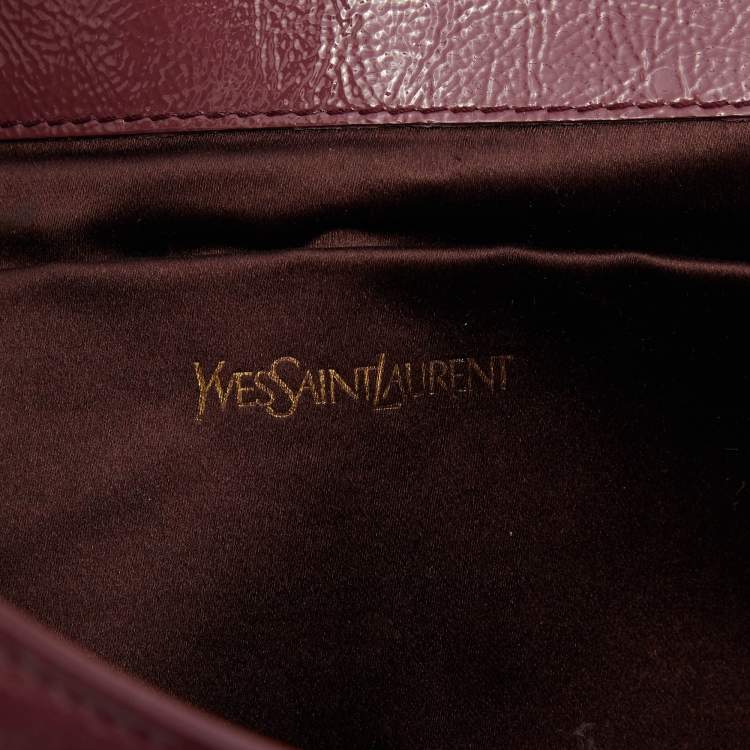 Pre Owned Yves Saint Laurent Old Rose Patent Leather Belle De Jour Flap Clutch