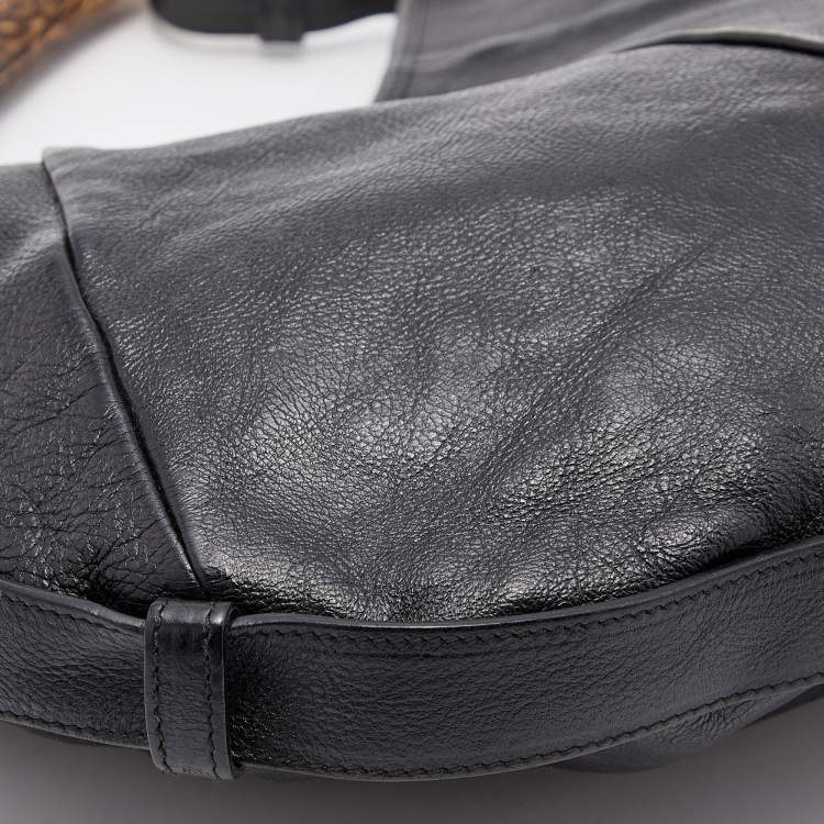 Pre Owned Yves Saint Laurent Black Leather Mombasa Hobo 