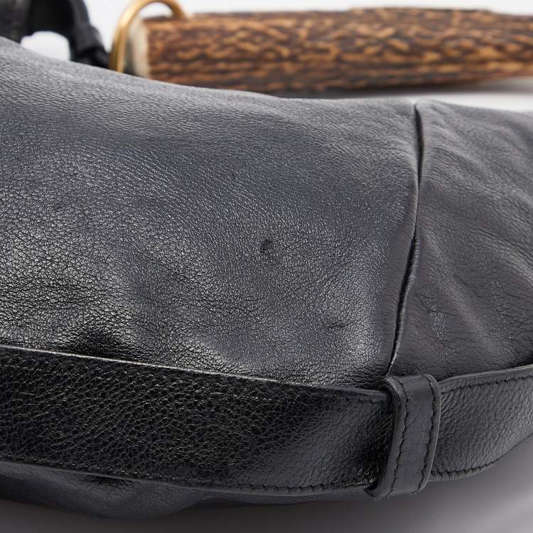 Pre Owned Yves Saint Laurent Black Leather Mombasa Hobo 
