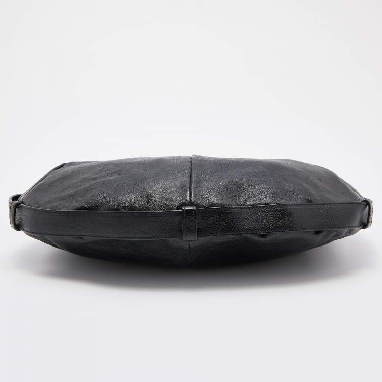 Pre Owned Yves Saint Laurent Black Leather Mombasa Hobo 