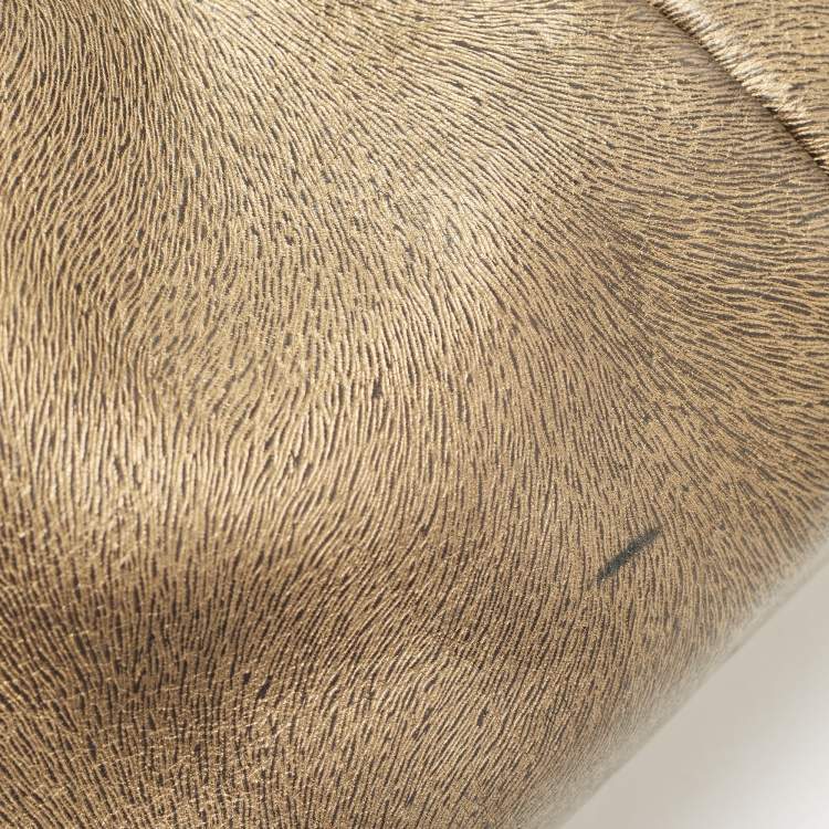 Pre Owned Yves Saint Laurent Gold Textured Leather Easy Y Satchel