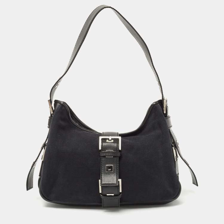 Women's Black Leather Flap Shoulder Baguette Bag Hobo Handbags