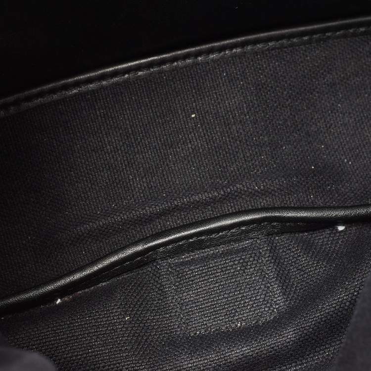 Pre Owned Yves Saint Laurent Black Canvas and Leather Buckle Flap Baguette Bag