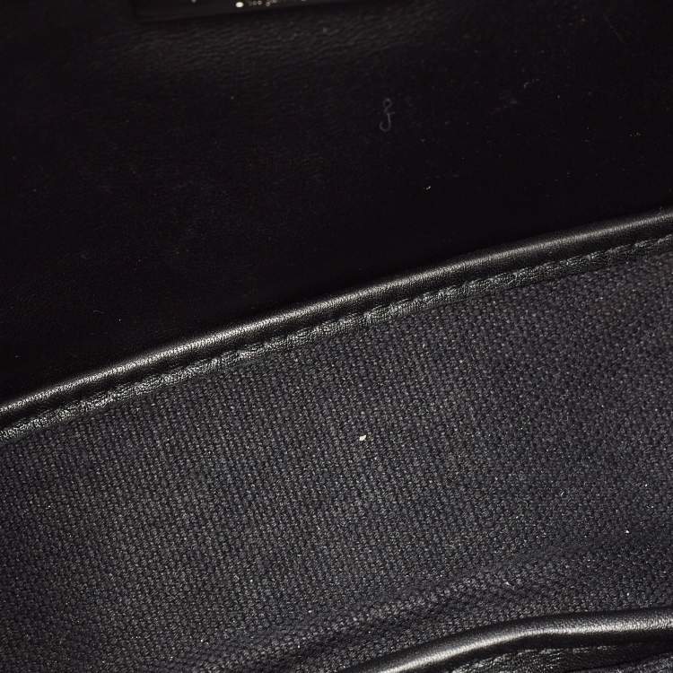 Pre Owned Yves Saint Laurent Black Canvas and Leather Buckle Flap Baguette Bag