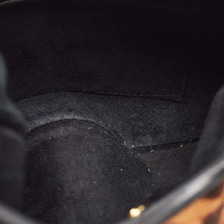 Pre Owned Yves Saint Laurent Brown/Black Leopard Pony Hair And Suede St Tropez Hobo