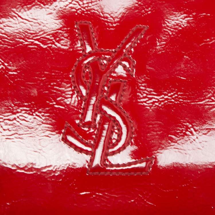 Pre Owned Yves Saint Laurent Red Patent Leather Belle de Jour Compact Wallet