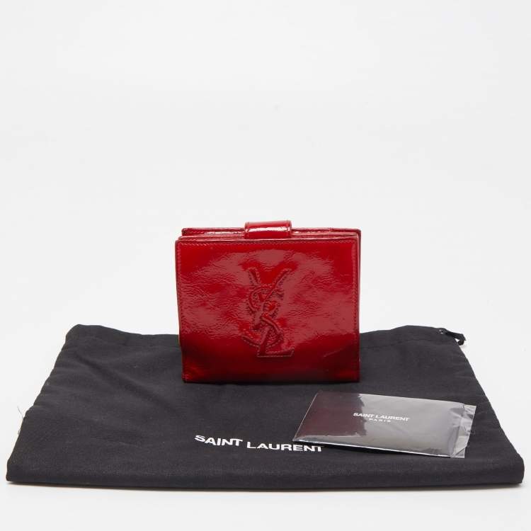 Pre Owned Yves Saint Laurent Red Patent Leather Belle de Jour Compact Wallet